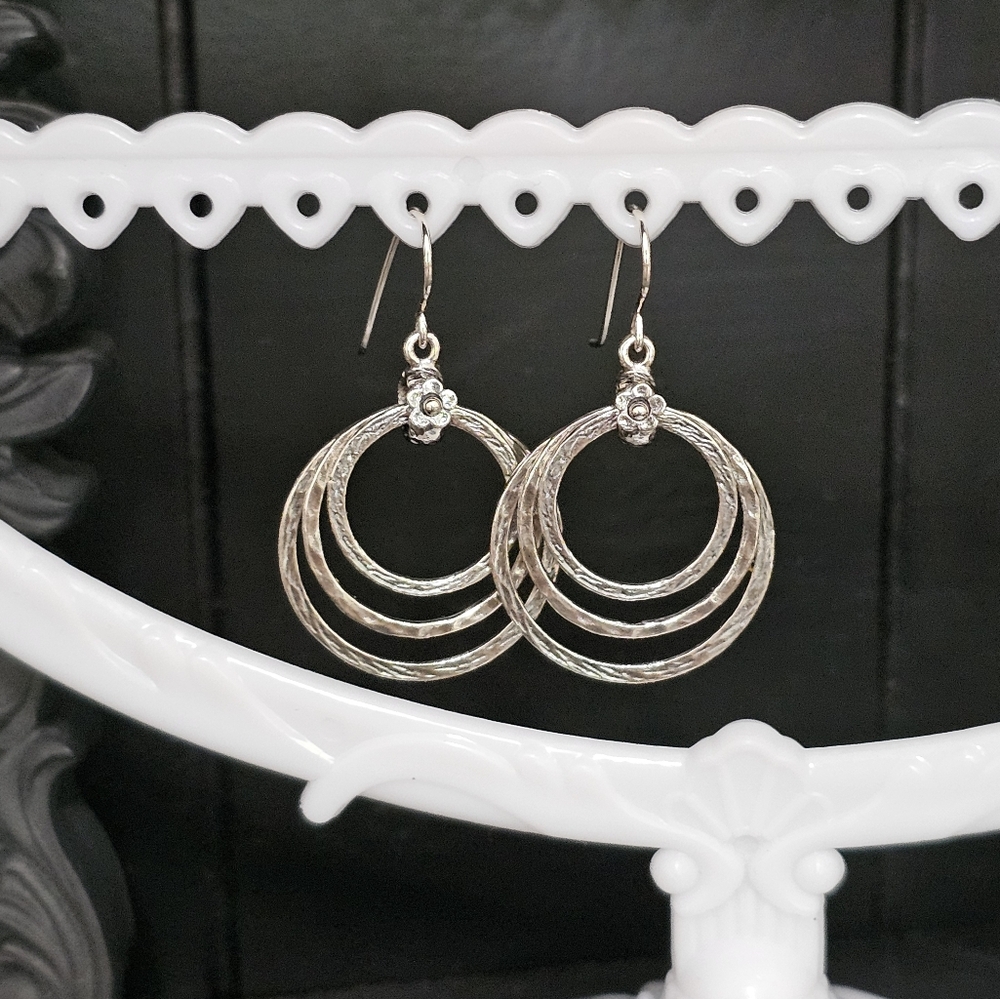 Didae Sterling 925 Silver Triple Circle Dangle Earrings - Picture 7 of 11